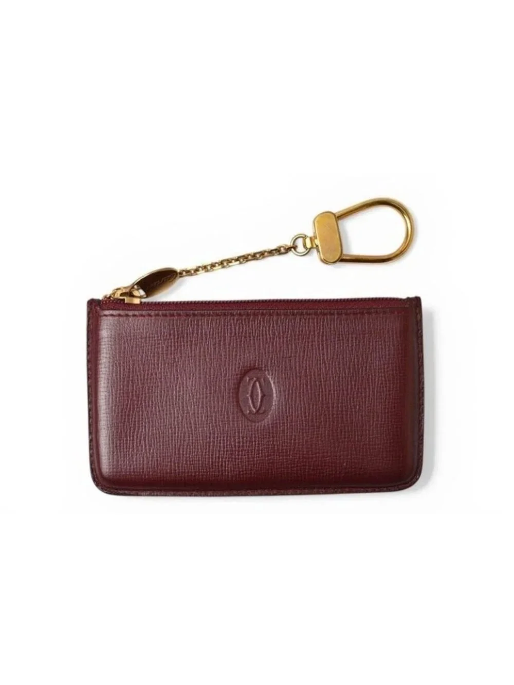 Cartier Coin Case Key Pouch Vintage Must de Cartier Bordeaux with Chain